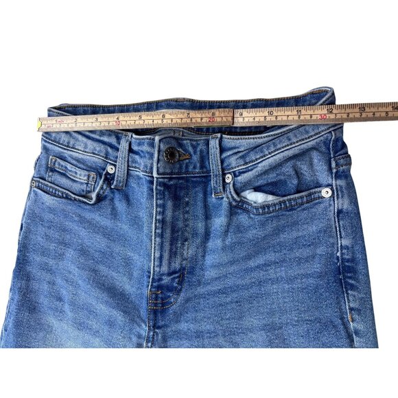 MNG Sienna Womens Wide-Leg Frayed Hem Blue Denim Jeans EUR 36 USA 4 - Picture 10 of 11